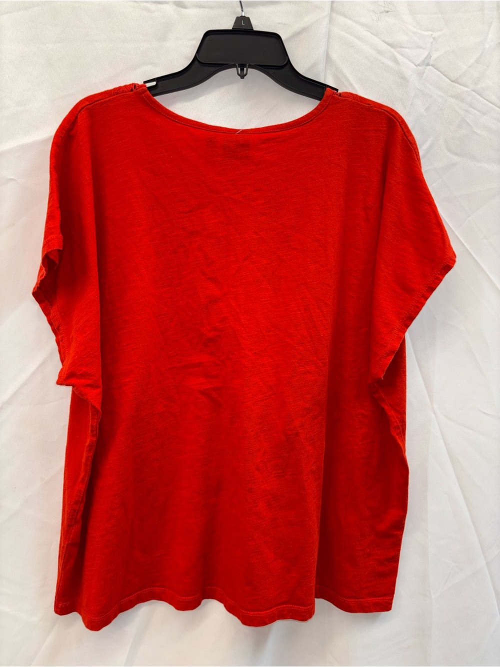 Rafaella Red Scoop Neck Embroidered Short Sleeve Top - Picture 3 of 3